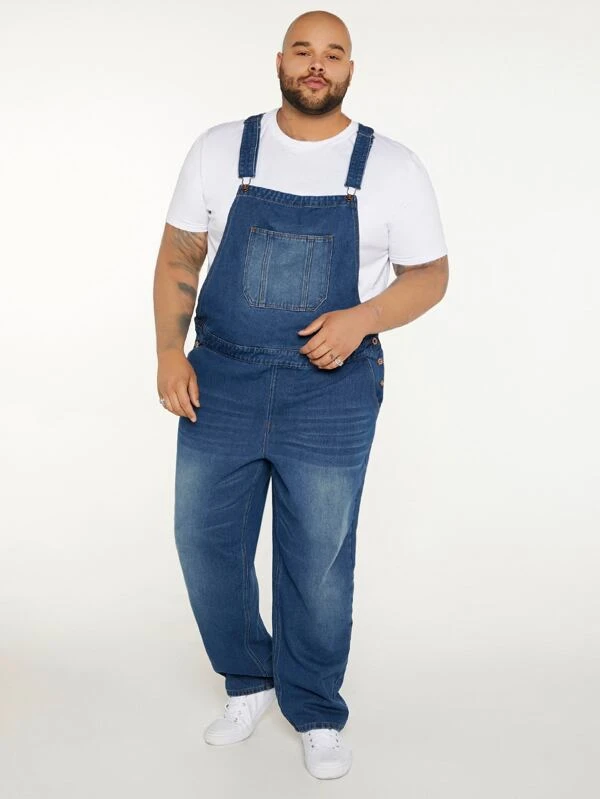 jardineira plus size masculina jeans azul