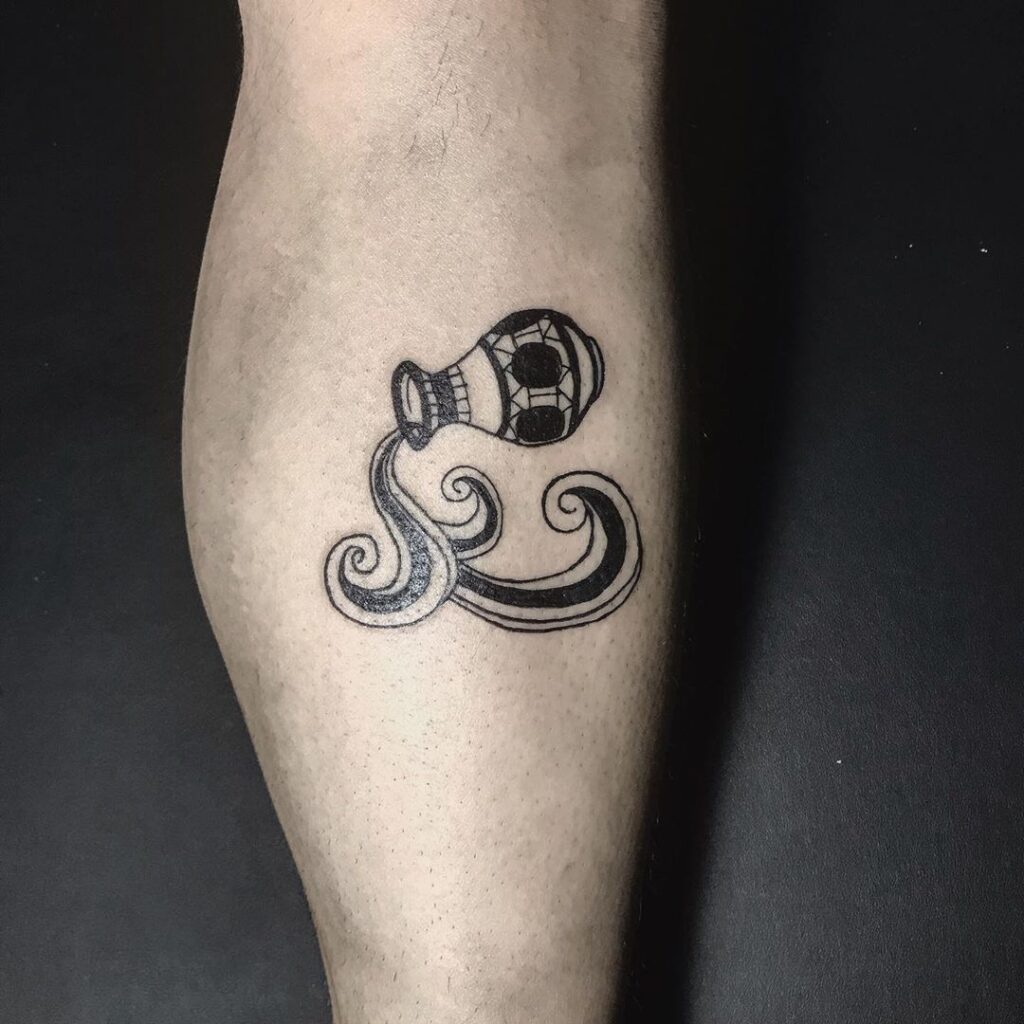 tatuagem de aquário preto e branco