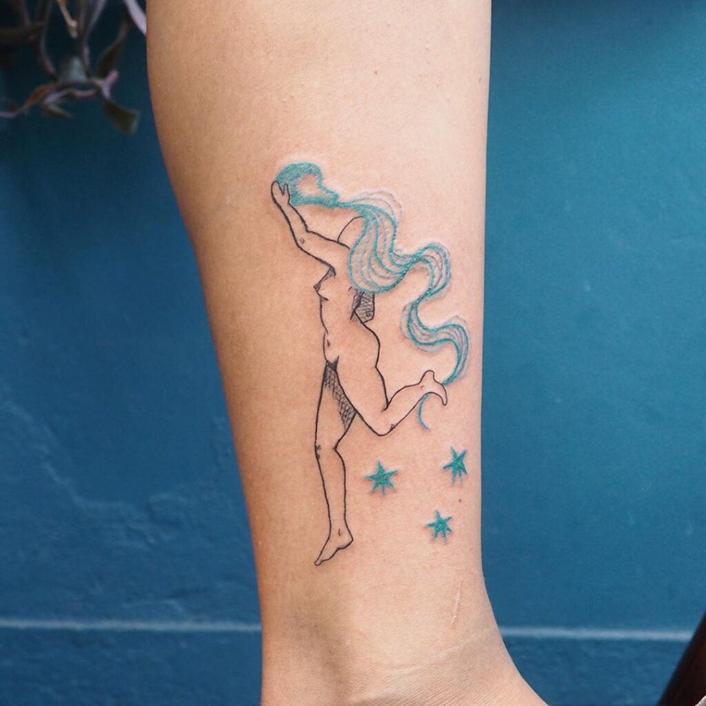 tatuagem de aquario colorida