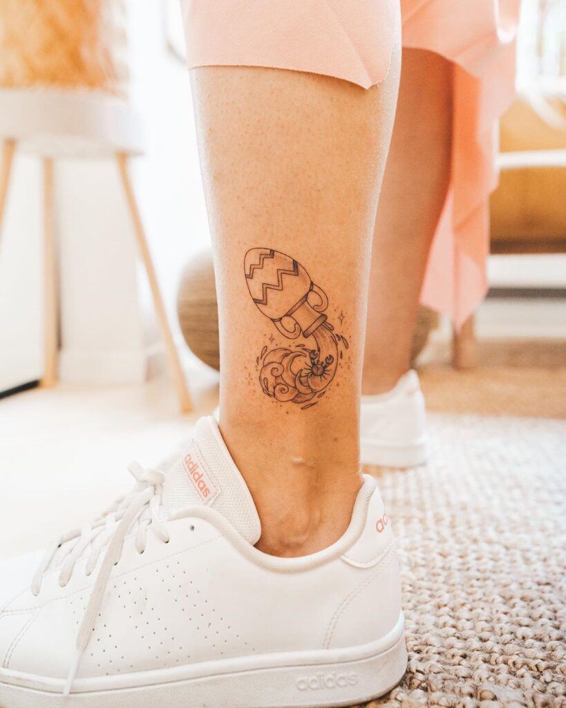 tatuagem do signo de aquário jarro de água