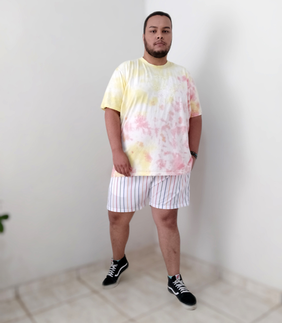 short masculino plus size com listras