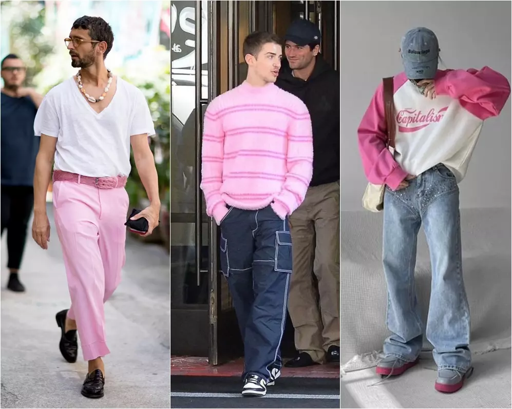 homens usando rosa